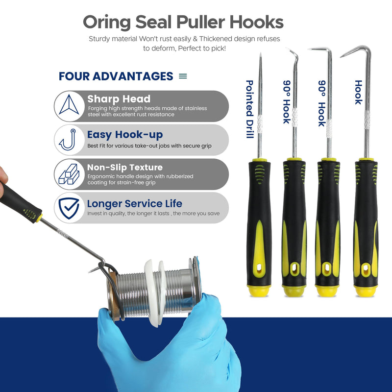 [Australia - AusPower] - O Ring Kit - 1560 Pcs 32 Size - Nitrile Rubber O Ring Assortment Kit + 4 Hook Set & Grease Tube – for Automotive, Plumbing, Pressure Washer, Air or Gas Sealing Connections, Resist Oil and Heat O-Ring Metric 1560PCS 32 Size and Tool Kit 