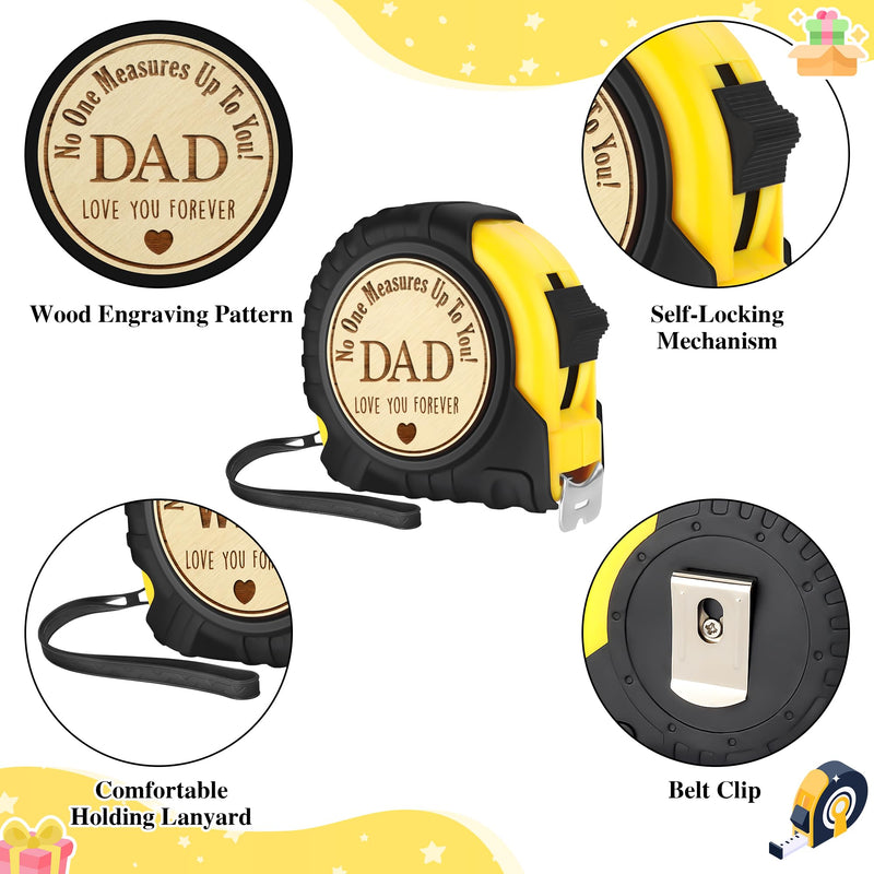 [Australia - AusPower] - One Measures Up Gifts for Dad, Dad Gifts from Son Daughter, Fathers Day Birthday Christmas Gifts for Dad, Tool Gifts Woodworker Carpenter Gifts, No One Measures Up to You, Engraved Tape Measure 25 FT 
