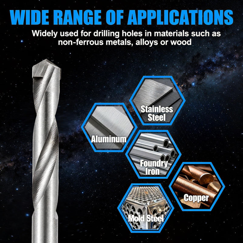 Twist Drill Bit Set,13 Pack Tungsten Steel Cemented Solid Carbide Twist Drill Bits, Hex Metal Drill Bits, for Cast Iron, Iron Plate, Pig, 3 4 5 6 7 8 9 10 11 12 13.5 14 15 mm Alloy Blade 15 millimeters