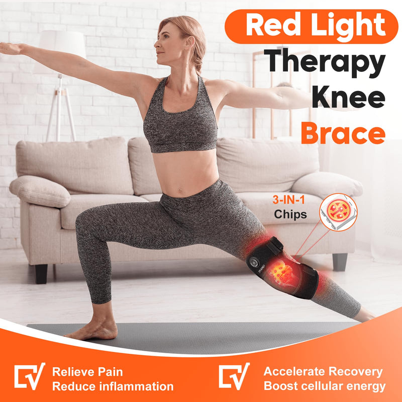 [Australia - AusPower] - FEANGLI Red-Light-Therapy, Infrared Light Knee Brace Wireless Rechargeable for Knee Shoulder Pain Relief, 660nm & 850nm Infrared Therapy Heated Device for Knee/Shoulder/Joint/Elbow,Gifts for Women Men 1 Pack 