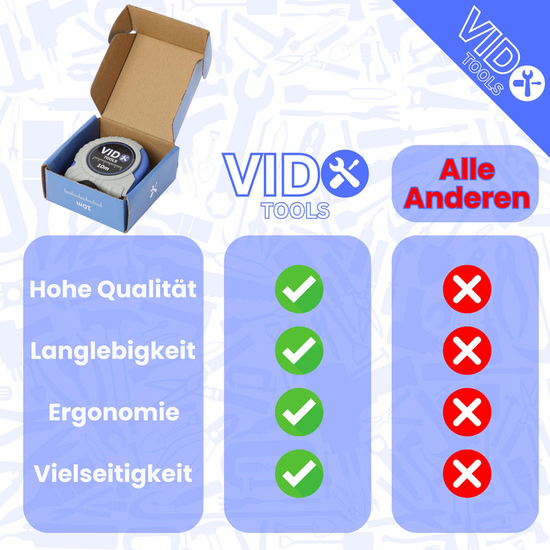 [Australia - AusPower] - Vido Tools Tape Measure 10 m, Robust Tape Measure 10 m, Precise Tape Measure 10 m for Professionals and Hobby Craftsmen, Measuring Tape by Vido Tools 
