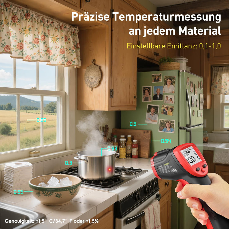 [Australia - AusPower] - Infrared Thermometer 600°C with 304 meat thermometer 
