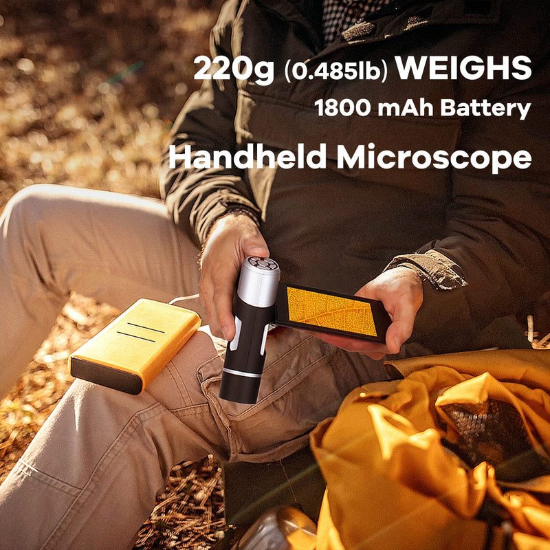 [Australia - AusPower] - Andonstar AD203 Handheld Digital Microscope, Portable Pocket Microscope with 4 inch Screen for Kids and Adults, Black, Electronic FHD Video Microscope, Supports Windows Mac PC, USB Coin Microscope Handheld Black 