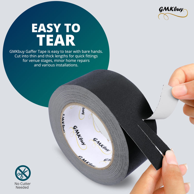 2" x 60yd Black Gaffers Tape – Heavy Duty, Non-Reflective, Easy to Tear, Waterproof Matte Gaffer Stage Tape – Gaff Cloth Tape for Photography, Filming Backdrop & Production 2" x 60 Yards