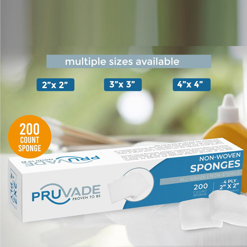 [Australia - AusPower] - Gauze Pads 2"x2" Non-Woven 4-Ply (200 Count) All-Purpose Non-Sterile Dental Gauze Pads - Soft & Absorbent Gauze Sponges for First Aid Kit, Esthetic Wipes for Makeup-Removal, Skin Cleansing 2"x2" 200 Count 
