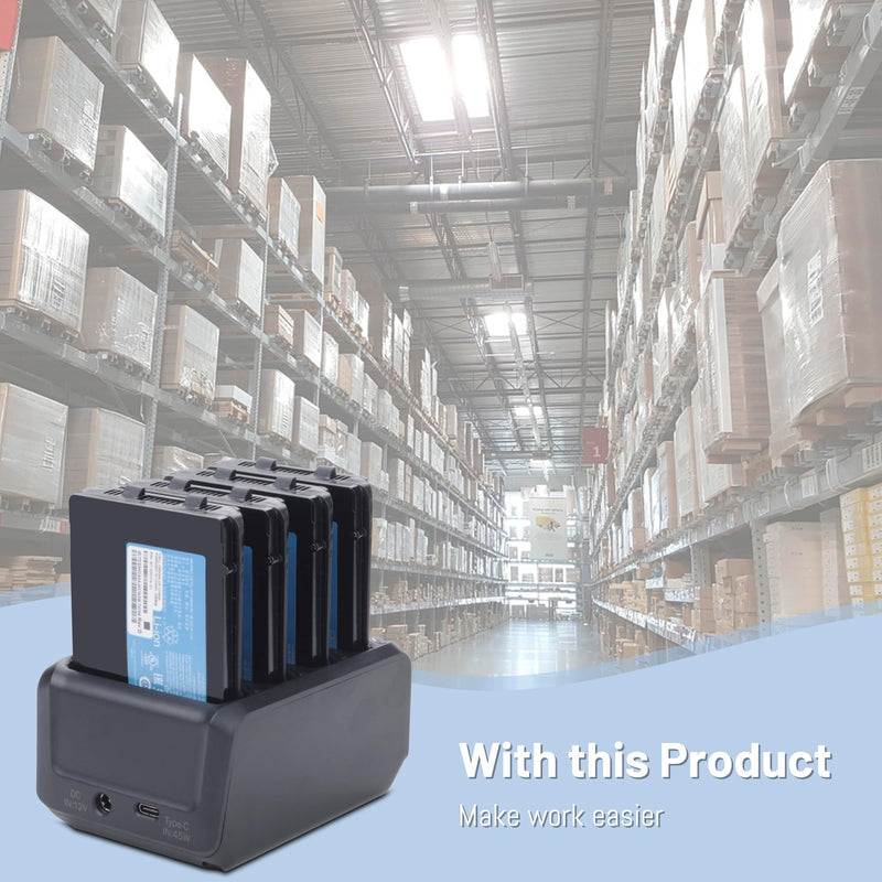 [Australia - AusPower] - 4-Slot Battery Charging Cradle Kit for Zebra TC70 TC75 TC77 TC7X-4BTYC1 Barcode Scanners, Compatible with BT-000318 Battery, Charger Station with Type-C Cable, Black 