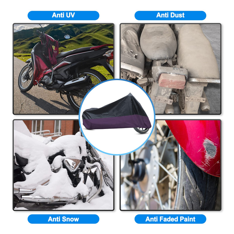 uxcell Motorcycle Cover Bike All Season Waterproof Dustproof Protective Outdoor Motorbike Rain Cover 190T XL Black Purple for Harley Davidson Sportster 883 1200 Dyna Touring