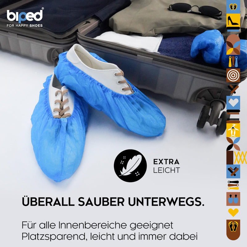 [Australia - AusPower] - biped Disposable Shoe Covers, Pack of 100, Latex-Free Galoshes, Non-Slip Overshoes with Elastic Band, Shoe Protector, Waterproof Against Dirt and Moisture, Ideal for Household, Practice, Crafts z2935 