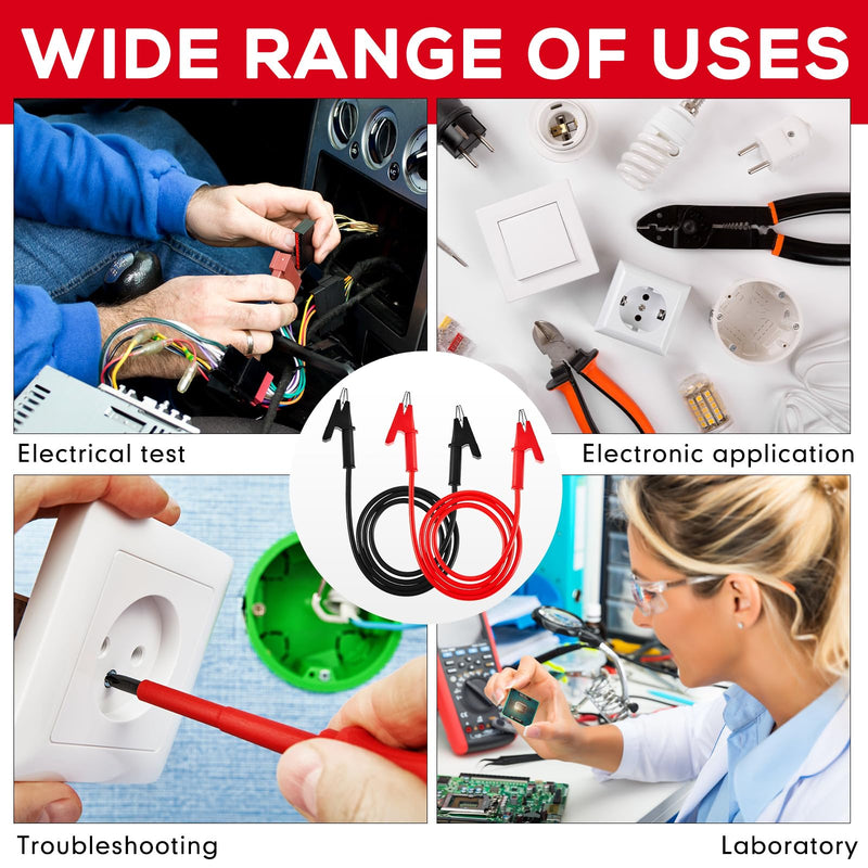 [Australia - AusPower] - Dunzy 8 Pcs 14 Gauge Jumper Wires Alligator Clips to Alligator Clip Electrical Test Wires Set Silicone Flexible Cable for Electrical Testing (3.3 Ft) 3.3 Ft 