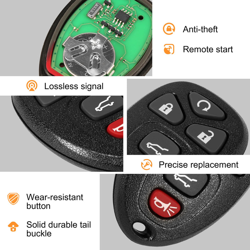 [Australia - AusPower] - Key Fob, Keyless Entry Remote Start Control Replacement Fits for GMC Acadia 2007-2016 Yukon XL/Chevy Suburban Tahoe Traverse/Cadillac Escalade SRX/Buick Enclave FCC ID: OUC60270, OUC60221, 15913415 5 Button 