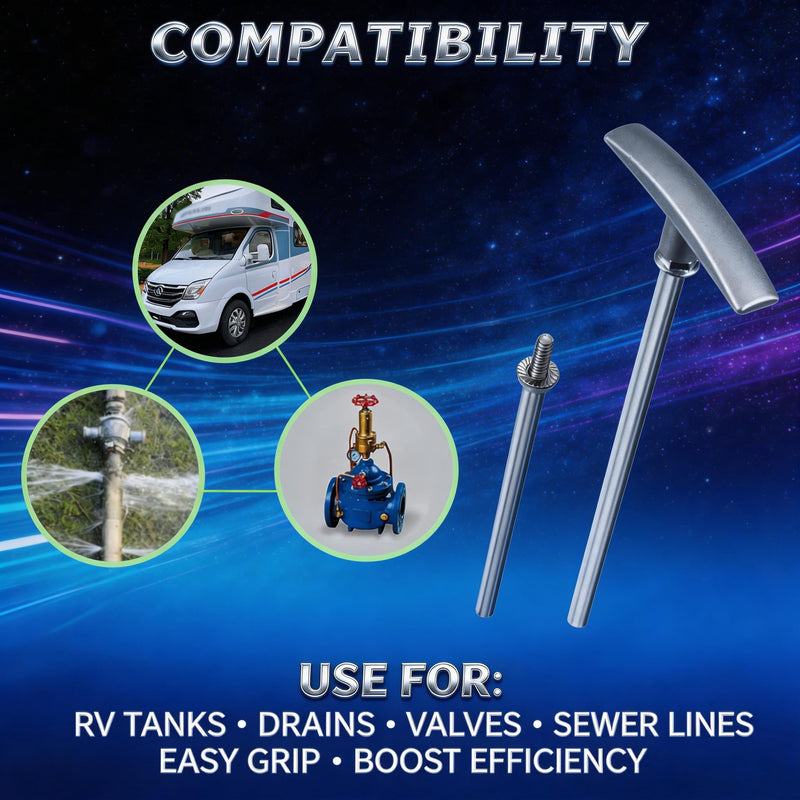 [Australia - AusPower] - RV Waste Valve Extension Tube Kit, RV Waste Valve Handle Replacement,RV Dump Valve Handle, T1046/TX9HPB RV Waste Valve Extension, Includes Connecting Rod Tube, Aluminum Head and Black Head Gate Valve 