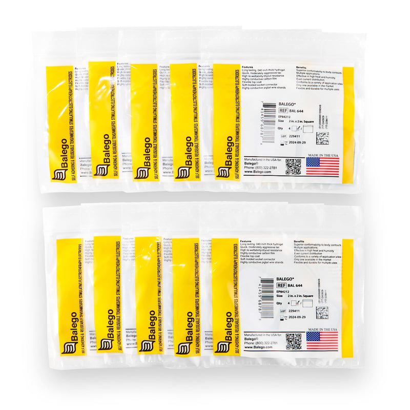 [Australia - AusPower] - Premium TENS/EMS Unit 40 Electrode Pads 2"x2" in. Reusable Self Stick Gel Carbon Electrodes 
