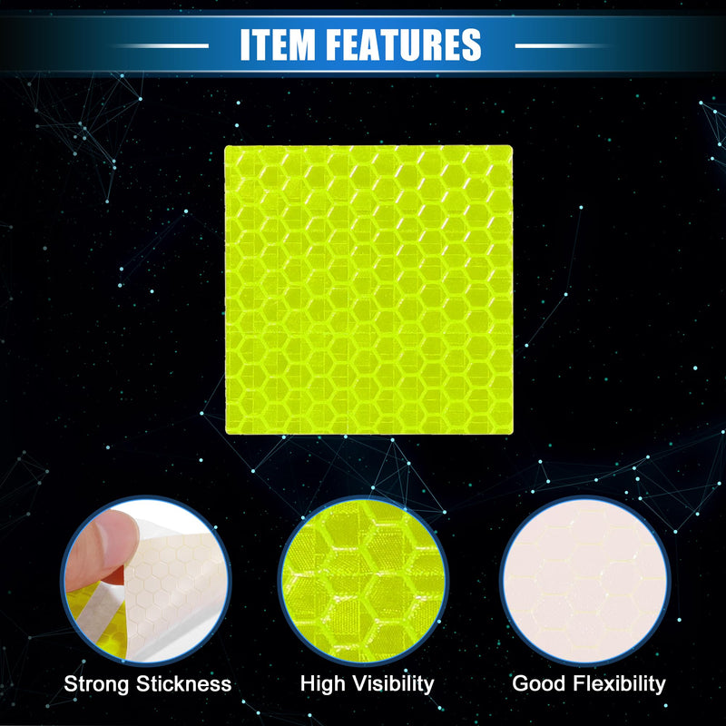 20 Pcs Reflective Stickers, 1.97"x1.97" Square Shape Safety Tape Reflector Universal for Cars Trucks Trailers Waterproof PET Fluorescent Yellow Green