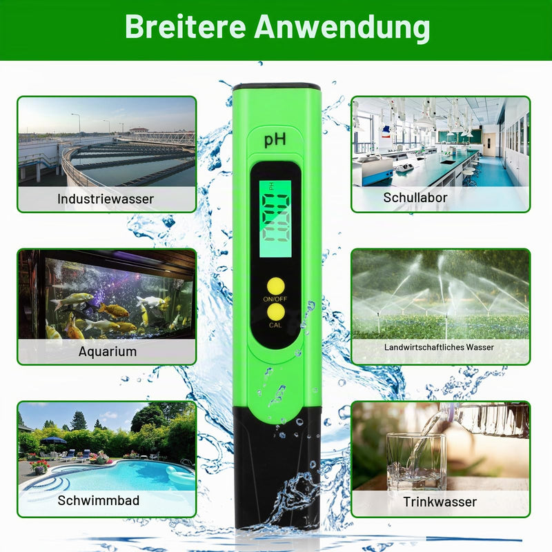 PH Meter Digital, 0-14 pH Measuring Range, 0.01 High Accuracy, Aideepen pH Water Tester with LCD Backlight for Water, Aquarium, Spa, Pool, with Calibration Powder (Green) PH meter (green)