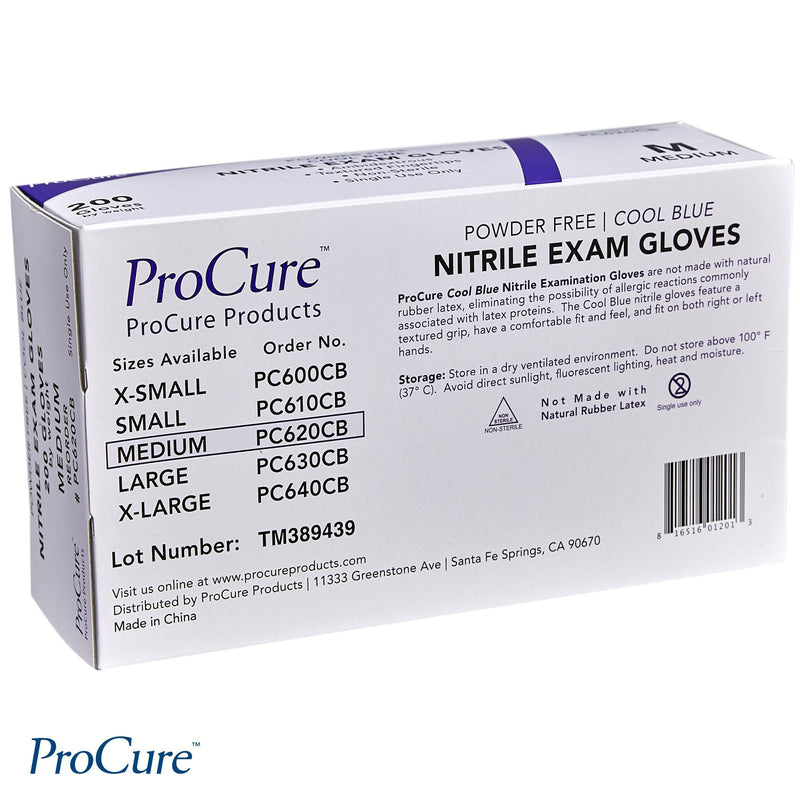 [Australia - AusPower] - ProCure [200 Count] Disposable Nitrile Gloves - Latex Free, Powder Free Medical Exam Gloves Blue (Medium) 