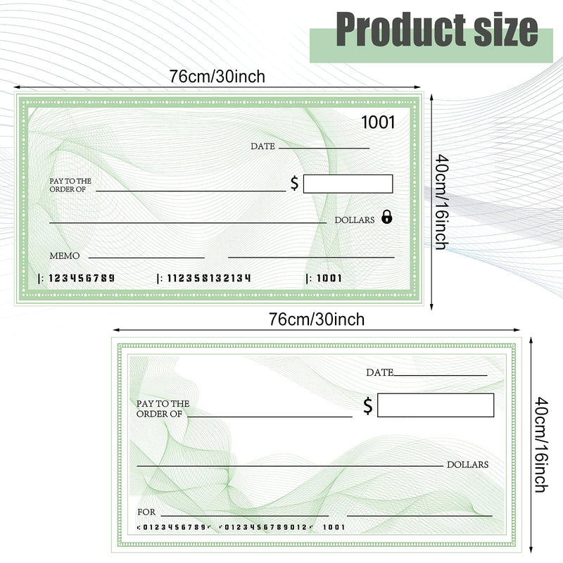 [Australia - AusPower] - Dianelhall 2 Pcs Big Checks for Presentations 30 x 16'' Giant Large Big Blank Fake Check for Graduation Presentations Donation Awards Fundraisers Charity(Simple Style) Simple Style 