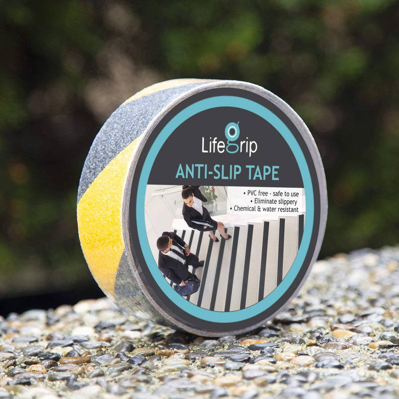 LifeGrip Anti Slip Traction Tape, 2 Inch x 60 Foot, Best Grip, Friction, Abrasive Adhesive for Stairs, Tread Step, Indoor, Outdoor, Caution Yellow/Black 2" X 60' Black/Yellow