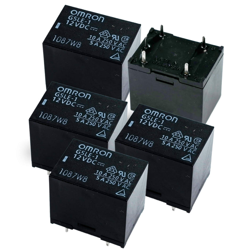 OMRON ELECTRONIC COMPONENTS G5LE-1-DC12 POWER RELAY, SPDT, 12VDC, 10A, PC BOARD (5 pieces)