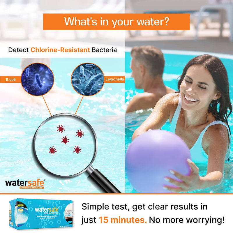 [Australia - AusPower] - Pool and Spa Rapid Bacteria Test by Watersafe, Test Strips to Detect Down to 1 Bacteria/μL in 15 Minutes, Including E. coli and Salmonella, Single Test 
