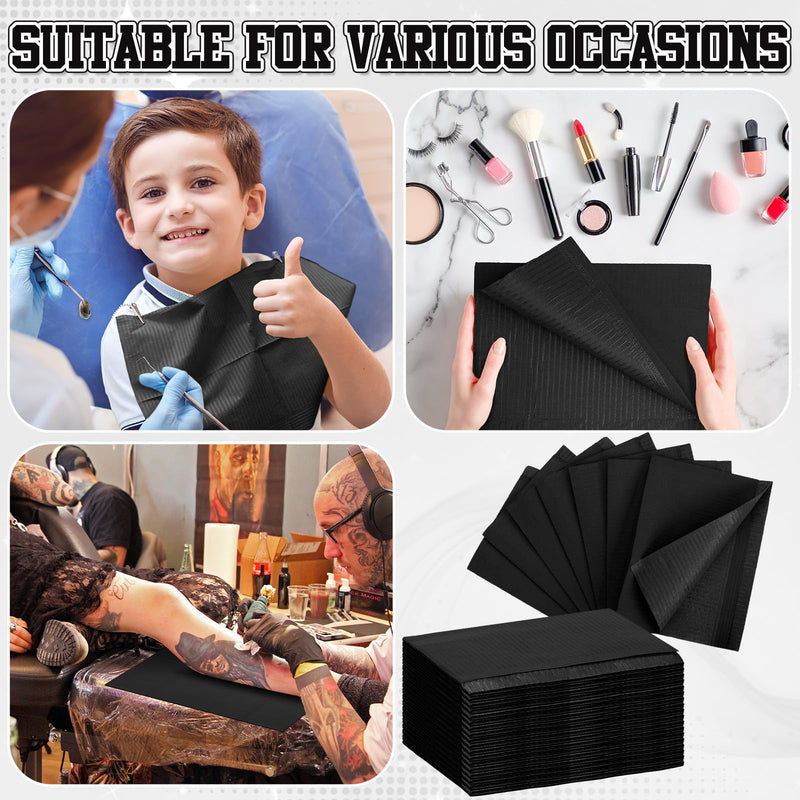 [Australia - AusPower] - 100 Pcs Disposable Salon Tray Cover 13 x 18 Inch 3 Ply Waterproof Pink or Black Salon Tray Protector Cover(Black) 