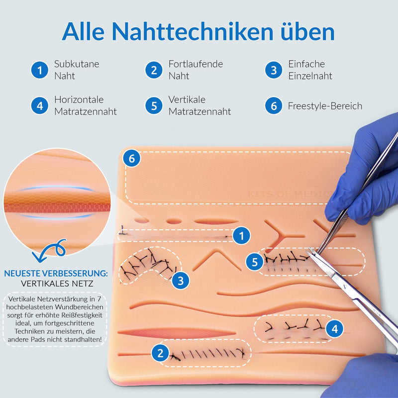 Surgical Suture Set, Includes Wound Stitching Videos (English Language Not Guaranteed), Perfect Gift for Medical Students / Veterinarians / Dentists / Nurses, Wound Stitching Practice Set, Non-slip Base for Stability