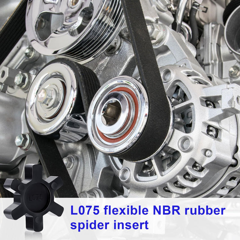 [Australia - AusPower] - L075 Flexible NBR Rubber Spider Insert, 6PCS Solid Spider Center Inserts Fits for L Jaw Coupling Set -Black 