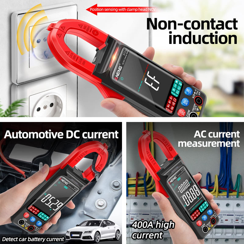 [Australia - AusPower] - ANENG Clamp Meter Multimeter Tester Auto Ranging Trms 6000 Counts AC/DC Current Voltage Ohm Volt Amp Meter Meansures NCV Continuity Diode Resistance Capacitance Null/Fire Wire Electrical Tools 