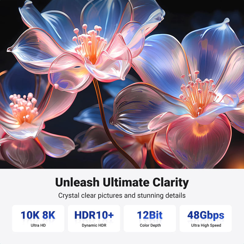 UGREEN HDMI 2.1 Cable Certified 8K 16FT Ultra High Speed HDMI Cord Braided 48Gbps 4K@240Hz 10K@60Hz with Dynamic HDR eARC Dolby Atmos HDCP Compatible with PS5 PS4 Xbox Roku TV HDTV Blu-ray Projector 16 feet