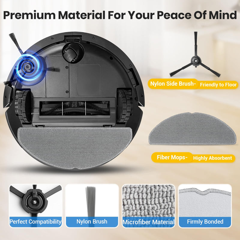 [Australia - AusPower] - RV20 Max Plus Replacement Parts for Tapo RV20 Max Plus/RV30 Max Plus/RV30/RV20 Robotic Vacuum Cleaner Parts with 1 Roller, 4 HEAP, 6 Mops, 6 Dust Bags, 6 Side Brushes,1 Clean Brush 