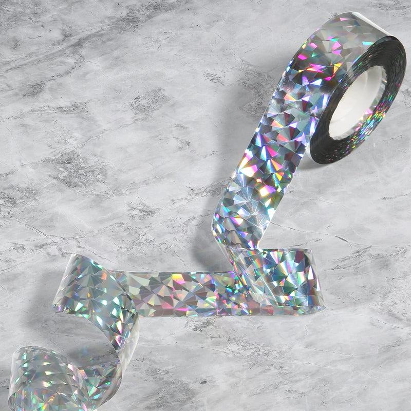 328ft Bird Reflective Scare Tape, Bird Scare Flash Tape Bird Tape Double Sided Reflective Holographic Tape Keep Away Woodpeckers, Pigeons, Grackles from Home, Garden