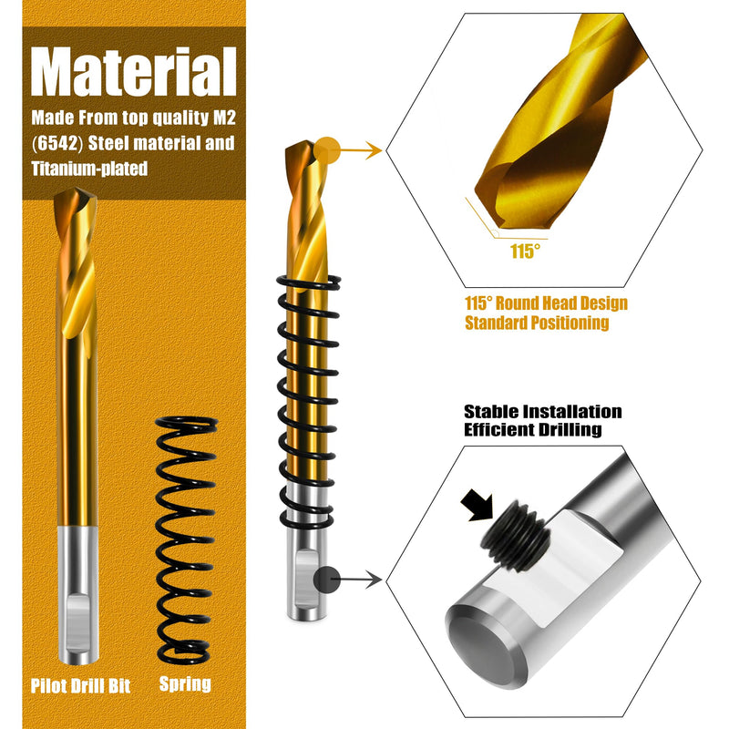[Australia - AusPower] - ASNOMY 5pcs Titanium-Plated M2 Steel Pilot Drill bit for Hole Saw, Hole Saw Center Drill bit for Metal, Steel, Iron, Wood, Plastic 