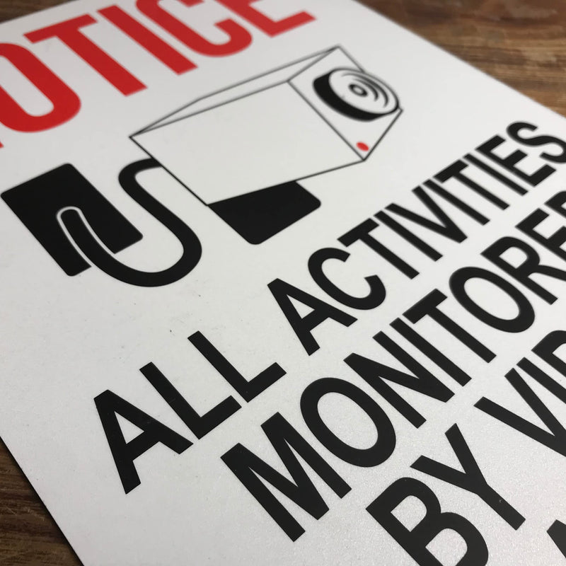 TRADESAFE All Activities Monitored by Video Camera - Video Surveillance Sign, Quick Install, Light Reflective, UV-Resistant, Waterproof, 10” X 14” Aluminum Security Camera Sign Notice Monitored By Video Camera