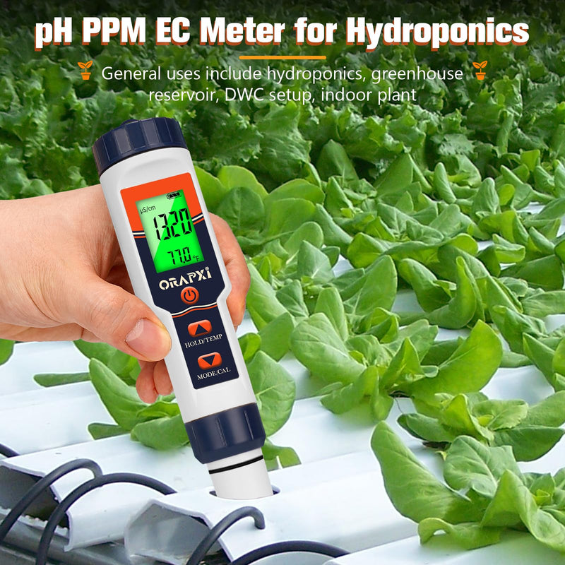 [Australia - AusPower] - Pool Salt Tester pH Meter ORAPXI Salinity Meter and pH Tester PPM EC Meter with LCD Screen 5 in 1- SALT pH TDS EC Meter for Saltwater Pool, Hot Tubs, Spas, Aquarium, Hydroponics System, Home Brew Red 