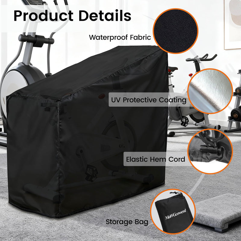 Exercise Bike Cover, Upright Indoor Cycling Protective Cover, Oxford Waterproof Fabric, Windproof, Dustproof, UV Resistant-for Peloton、Schwinn、NordicTrack，Ideal for Indoor and Outdoor Use (Black)