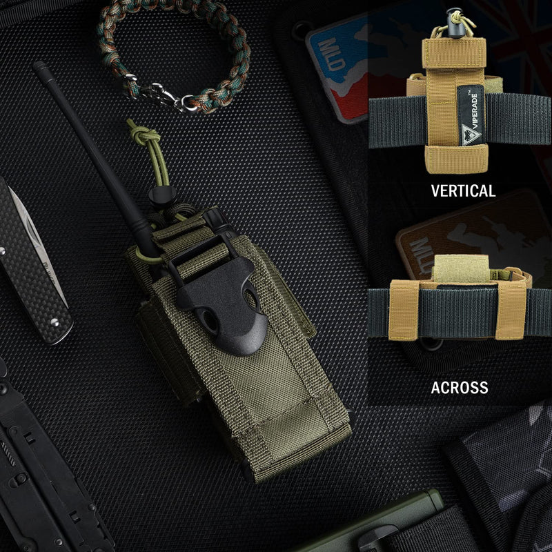 [Australia - AusPower] - VIPERADE Radio Holster, MOLLE Radio Pouch for Vest, Universal Walkie Talkie Holster Radio Holder for Duty Belt, Police Radio Holder Tactical Radio Pouch for Baofeng, Motorola OD Green 