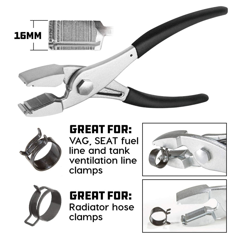 Powerbuilt Multi-Directional Hose Clamp Pliers, Hold Clamps, Fuel Lines and Radiator Hoses, Gripping Plier Jaws - 647868M
