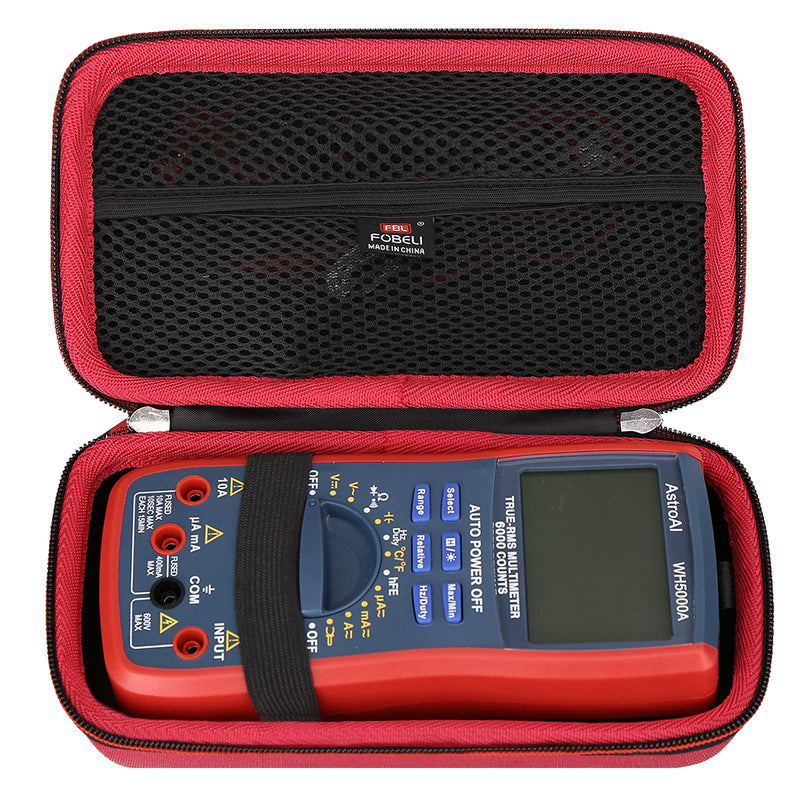 [Australia - AusPower] - FBLFOBELI Storage Carrying Case Compatible with AstroAI Digital Multimeter Analyzer TRMS 6000 Counts Volt Meter Ohmmeter Auto-Ranging Tester (Case Only) (Red) Red 