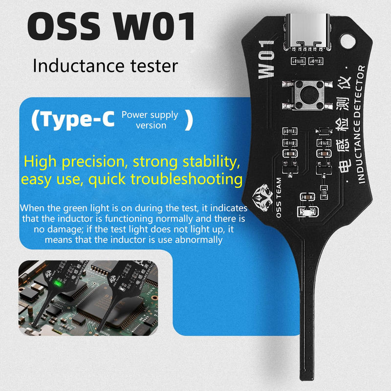 Inductance Tester W01 Inductor Detectors, Circuit Board Module with USB C Connection and Push Button for Electronics Diagnostics Coil Testing
