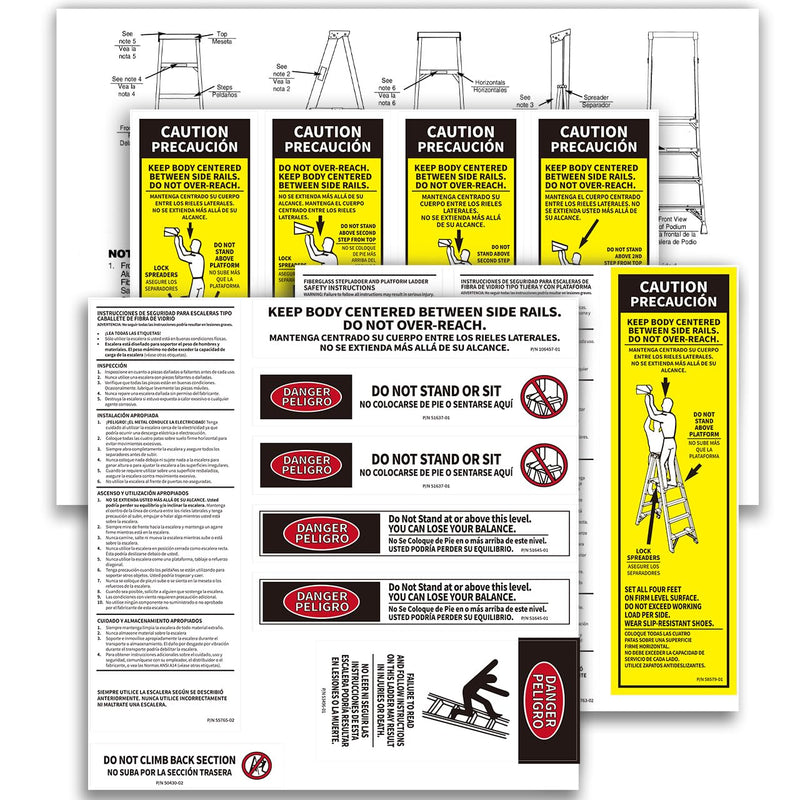 20 Set Fiberglass Step Ladder Label Kits Compatible with Werner Extension Ladder Safety Inspection Stickers Replacement Parts