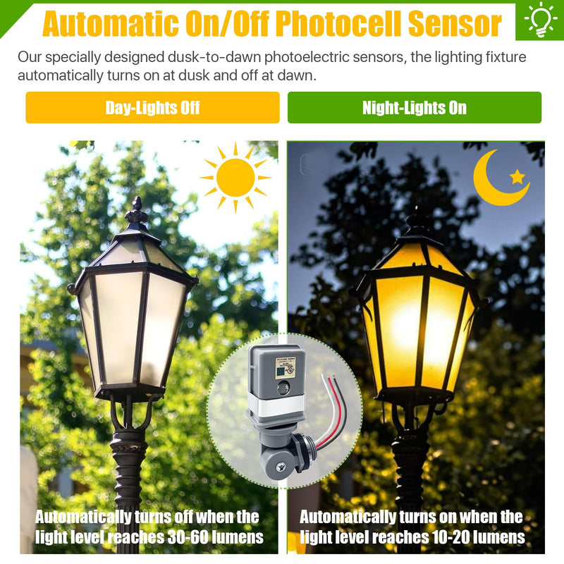[Australia - AusPower] - 2 Pack Waterproof Photocell Sensors for Outdoor Lights, 120V AC 50/60Hz Photocells with 16-Gauge Wire & Swivel Mount, Dusk to Dawn Photoelectric Switch for Backyard, Barns & Outdoor Lighting 2 