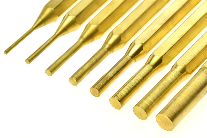 SE 8-Piece Brass Pin Punch Set - Non-Marring, Various Sizes for Gunsmithing, Woodwork, Automotive - includes Storage Pouch - ST1032B