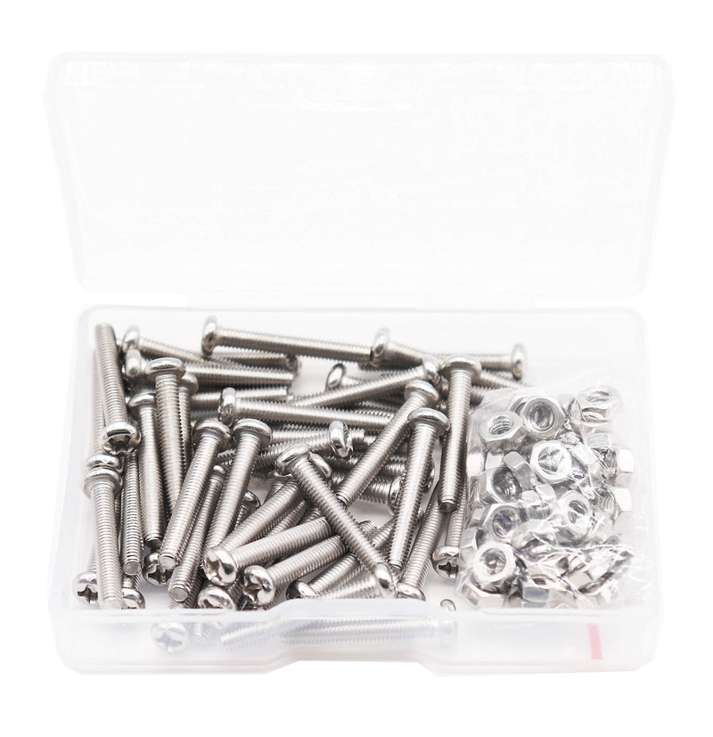 [Australia - AusPower] - M3 x 20mm 25mm 30mm 35mm / 40mm / 50mm / 60mm / 70mm / 80mm Pan Head Phillips Drive Machine Screws Hex Nuts Set (40-pack M3 x 35mm) M3 x 35mm 50-Pack 