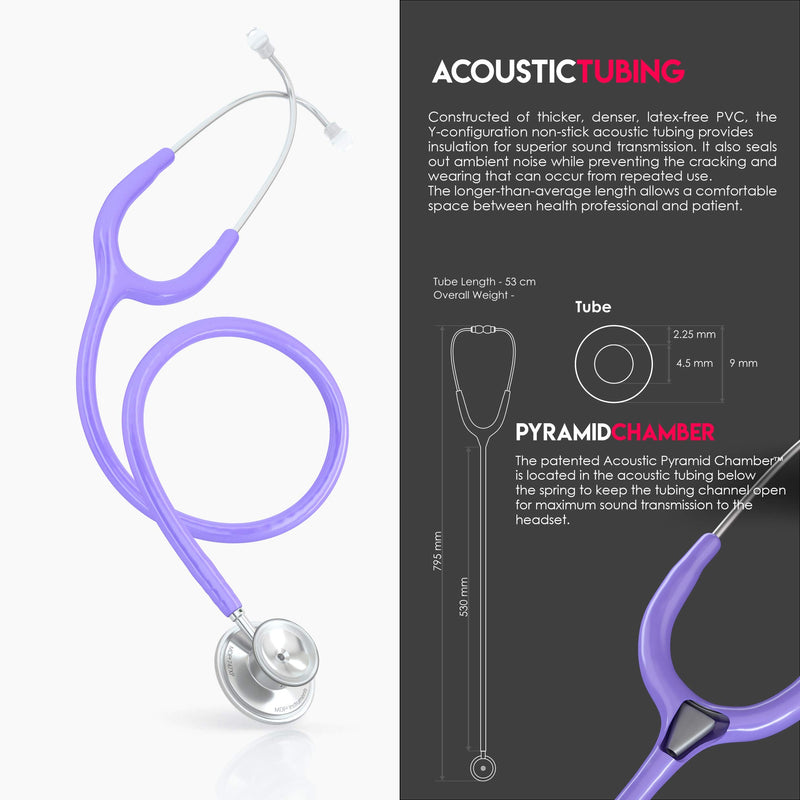 [Australia - AusPower] - MDF Instruments Acoustica Lightweight Stethoscope for Doctors, Nurses, Students, Lavender tube + MDF LUMiNiX Illuminator Medical Professional Diagnostic Penlight 
