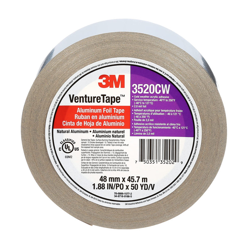 3M Venture - Aluminum Foil Tape 3520CW, Natural Aluminum, 48 mm x 45.7 m 2.0 mil (Pack of 1)