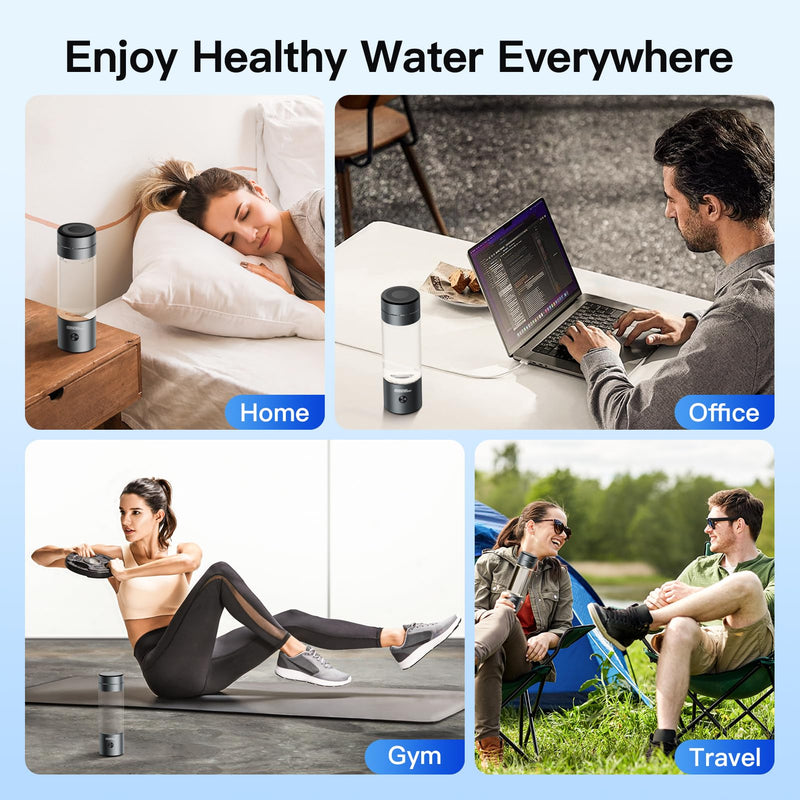 [Australia - AusPower] - Hydrogen Water Bottle Generator,5500ppb Portable Water Ionizer Machine with SPE/PEM Technology in 5-Minute Electrolysis, Rechargeable Hydrogen Rich Cu 5500ppb-Silver 