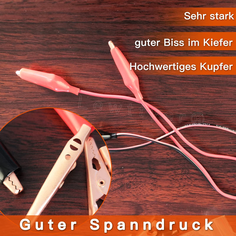 [Australia - AusPower] - Copper Alligator Electric Clips 45 mm Red 8 Black 8 Electrical Test Terminals with Protective Insulation Copper Alligator Electric Clips® Lewttyer 