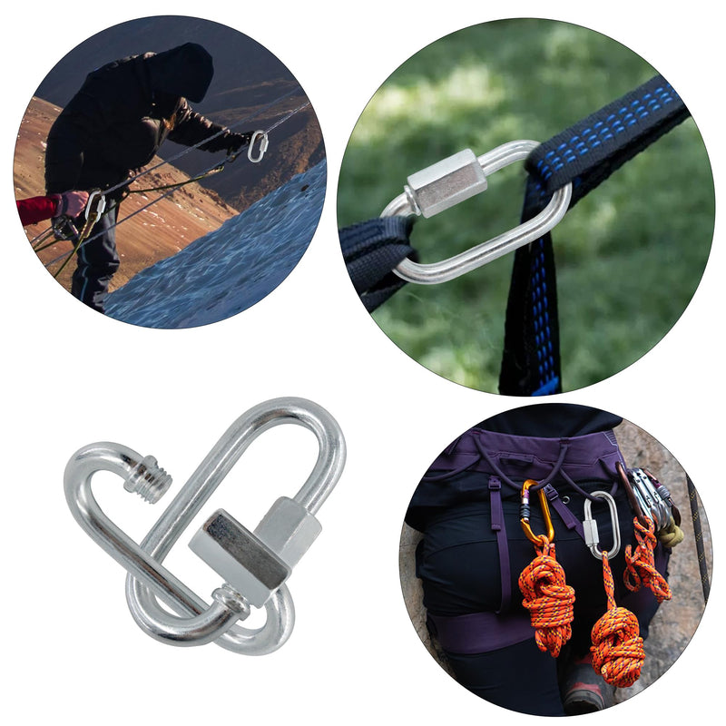 [Australia - AusPower] - 6PCS M6 Carbon Steel Chain Quick Links, M6 Quick Locking Carabiner, 1/4Inch D Shape Locking Quick Chain, 880 LBS Weight Capacity 1/4Inch-6pcs 