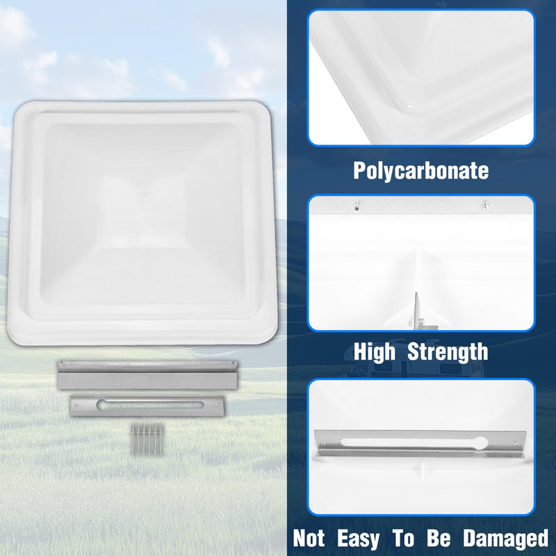 Kojem 14" RV Roof Vent Cover Replacement RV Vent Lid Compatible with Ventline Previous to 2008 & Elixir Vents starting 1994 for Camper Trailer Motorhome(White, 1Pcs)
