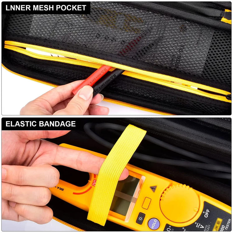 [Australia - AusPower] - Case Compatible with Fluke T5-1000/ T5 600/ T6-1000/ T6 600 Electrical Voltage, Continuity and Current Tester Meter Organizer Holder - Black (Box Only) Black Inner Tray 