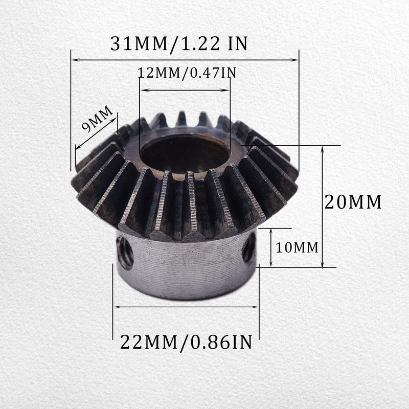 [Australia - AusPower] - 2Pcs Bevel Gear Tapered Bevel Pinion Gear Bevel Gears 1.5 Module for Hardware Mechanical Rotation (20T 12mm Hole) 20T 12mm Hole 